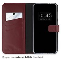 Selencia Étui portefeuille en cuir véritable Samsung Galaxy A36 / A56 - Burgundy