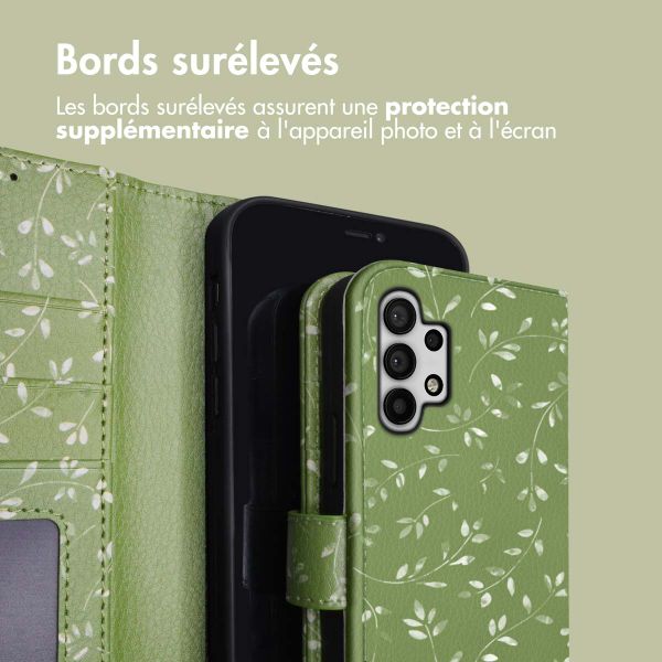imoshion Étui de télephone portefeuille Design Samsung Galaxy A32 (5G) - Green Flowers