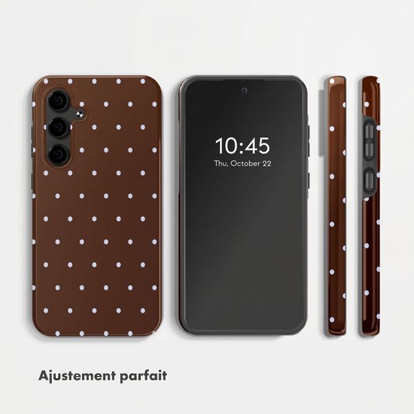 Selencia Coque arrière Vivid Samsung Galaxy S24 FE - Happy Dots Chocolate