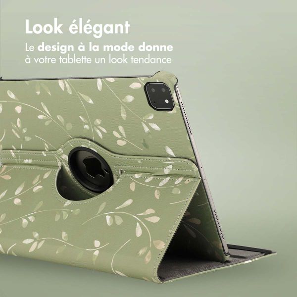 imoshion Coque tablette Design rotatif à 360° Apple iPad Air 13 pouces (2026) M4 / (2025) M3 / (2024) M2 - Green Flowers