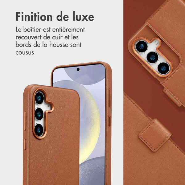 Accezz Étui de télephone portefeuille en cuir 2-en-1 avec MagSafe Samsung Galaxy S25 Plus - Sienna Brown