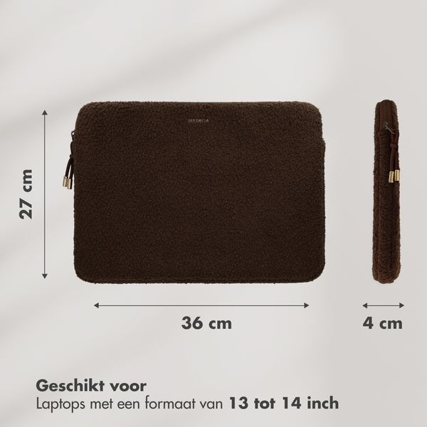 Selencia Housse laptop teddy 13-14 pouces - Choco Brown
