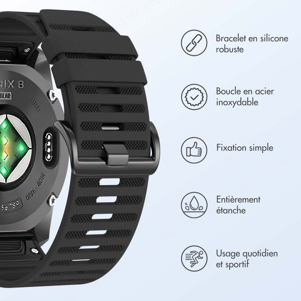 imoshion Bracelet QuickFit® Stripe en silicone  - Connexion Garmin 26 mm - Noir