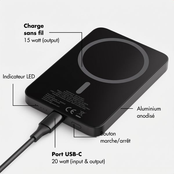 Selencia Powerbank Vivid 5 000 mAh - MagSafe et Qi - Black / Check This Olive