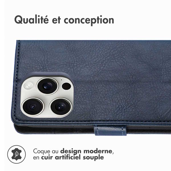 imoshion Étui de télephone portefeuille de luxe Apple iPhone 16 Pro Max - Bleu foncé