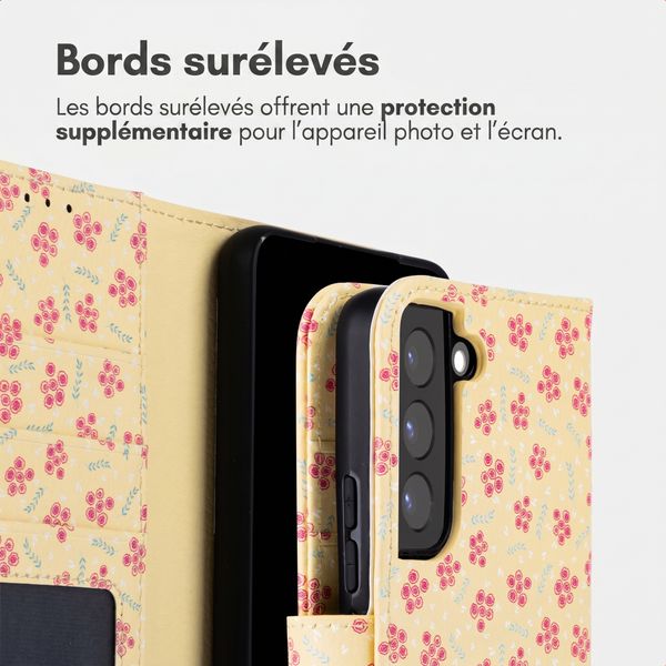imoshion Étui de télephone portefeuille Design Samsung Galaxy S22 - Sunny Yellow Petite Flowers