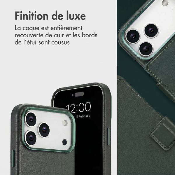Accezz Étui de télephone portefeuille en cuir 2-en-1 avec MagSafe Apple iPhone 18 Pro / 17 Pro - Cedar Green