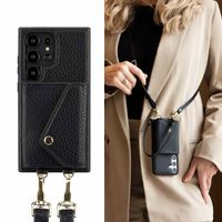 Selencia Coque de télephone Sera avec cordon et porte-cartes enveloppe Samsung Galaxy S24 Ultra - Noir