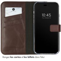Selencia Étui portefeuille en cuir véritable Apple iPhone 14 Pro - Marron