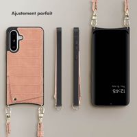 Selencia Coque de télephone Nova Croco avec cordon et porte-cartes Samsung Galaxy A36 / A56 - Old Pink