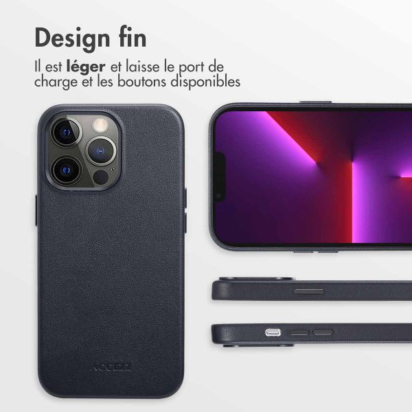 Accezz Coque arrière en cuir avec MagSafe Apple iPhone 13 Pro - Onyx Black