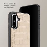 Selencia Coque de télephone Nova Croco avec cordon et porte-cartes Samsung Galaxy A36 / A56 - Beige