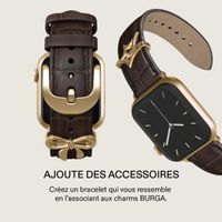 Burga Bracelet en cuir véritable  - Apple Watch | 44/45/46/49 mm / Connexion universelle 20 mm - Espresso / Gold