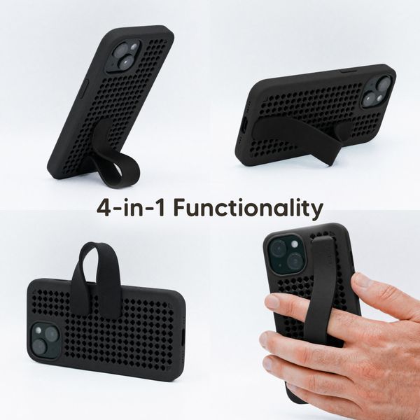 Callbuddy Coque avec strap Apple iPhone 17e / 16e / 15 / 14 / 13 - Epic Black