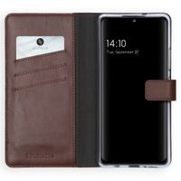 Selencia Étui portefeuille en cuir véritable Samsung Galaxy A42 - Marron