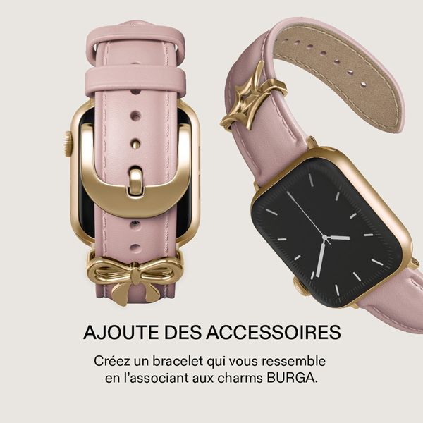 Burga Bracelet en cuir véritable  - Apple Watch | 44/45/46/49 mm / Connexion universelle 20 mm - Pillow Talk / Gold
