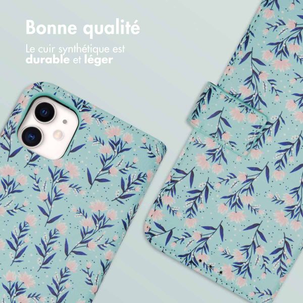 imoshion Étui de télephone portefeuille Design Apple iPhone 11 - Blue Flowers