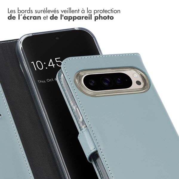 Selencia Étui portefeuille en cuir véritable Google Pixel 9 / 9 Pro - Air Blue