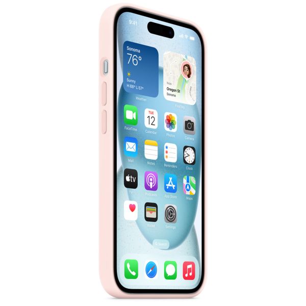 Apple Coque en silicone MagSafe Apple iPhone 15 - Light Pink