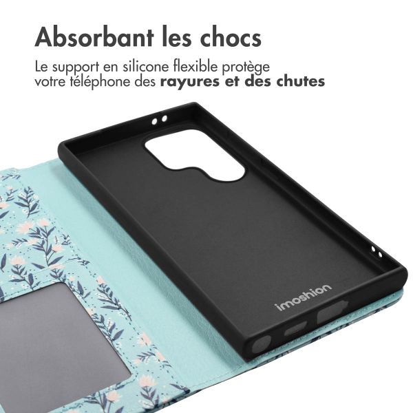 imoshion Étui de télephone portefeuille Design Samsung Galaxy S24 Ultra - Blue Flowers