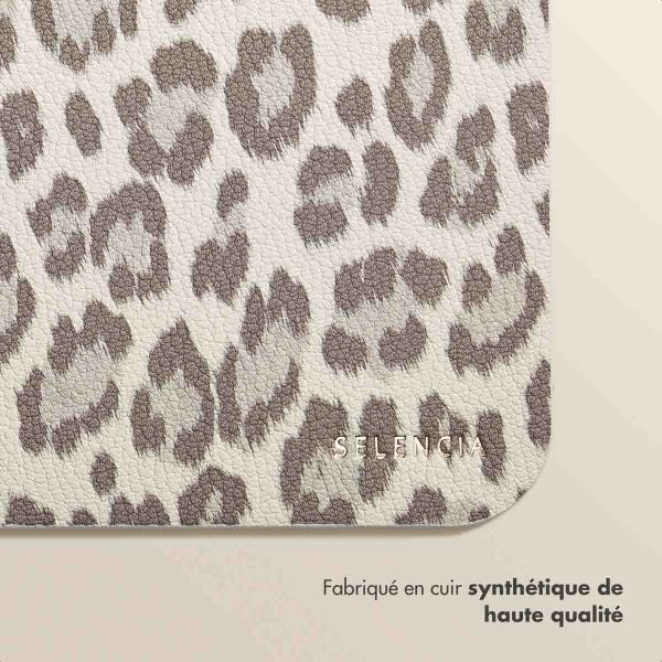 Selencia Sabi Tapis de Souris en Similicuir imprimé panthère - 20 x 24 cm - Soft Ivory