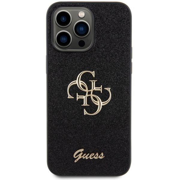 Guess Coque 4G Metal Logo Glitter Apple iPhone 15 Pro Max - Noir