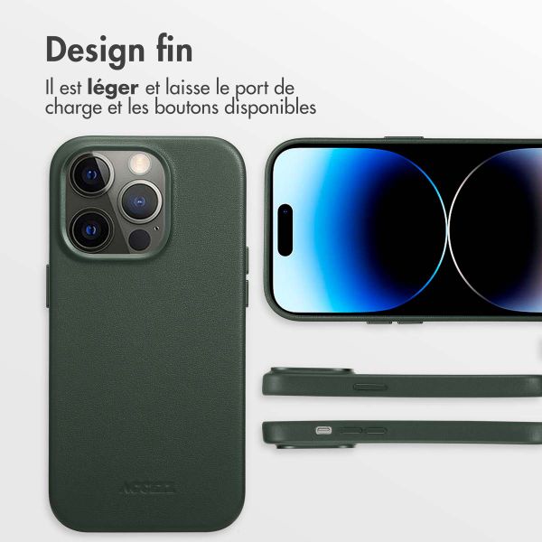 Accezz Coque arrière en cuir avec MagSafe Apple iPhone 14 Pro - Cedar Green
