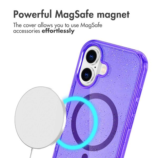 imoshion Coque Pailletée avec MagSafe Apple iPhone 16 - Paillettes Violet