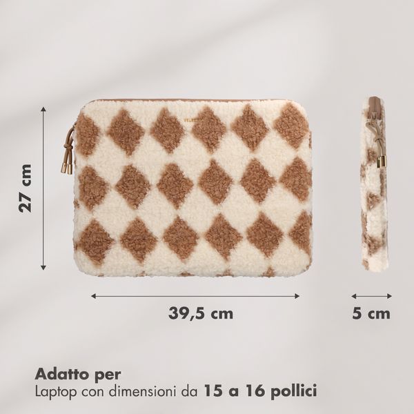 Selencia Housse laptop teddy 15-16 pouces - Checks