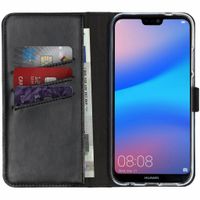 Selencia Étui portefeuille en cuir véritable Huawei P20 Lite - Noir
