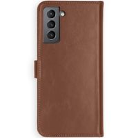 Selencia Étui portefeuille en cuir véritable Samsung Galaxy S21 Plus - Marron clair