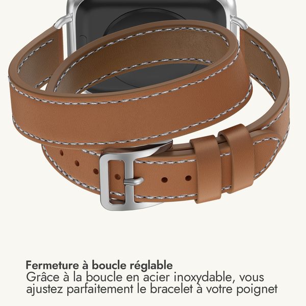 Selencia Bracelet Élan Double strap Apple Watch | 38/40/41/42 mm - Marron clair