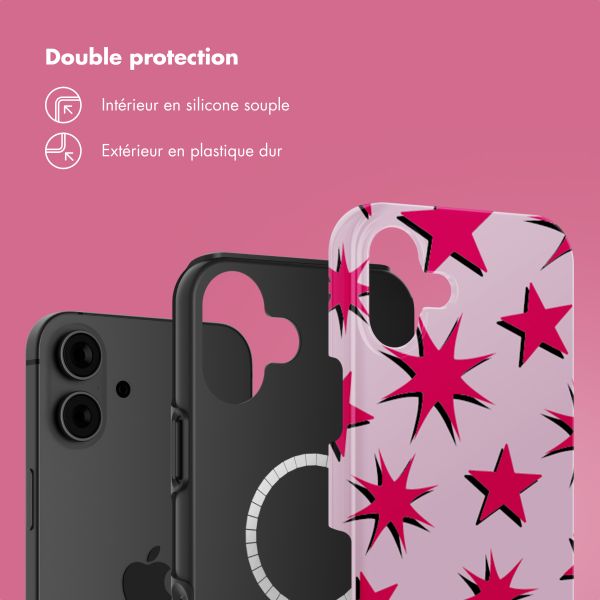 Selencia Coque arrière Vivid avec MagSafe Apple iPhone 16 - Stars Rubine Red Light Pink