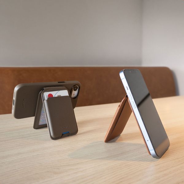 Accezz Portefeuille en cuir avec support - Compatible avec MagSafe et Qi2 - Coffee Brown