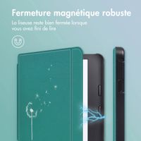 imoshion Design Slim Hard Sleepcover avec support Kobo Libra 2 / Tolino Vision 6 - Green Dandelion