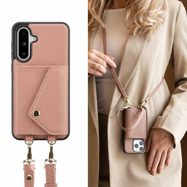 Selencia Coque de télephone Sera avec cordon et porte-cartes enveloppe Samsung Galaxy A36 / A56 - Old Pink