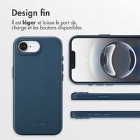 Accezz Coque arrière en cuir avec MagSafe Apple iPhone 17e / 16e - Nightfall Blue