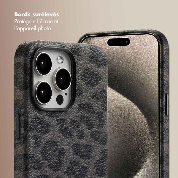 Selencia Coque Sabi imprimé panthère avec MagSafe Apple iPhone 15 Pro Max - Midnight Black