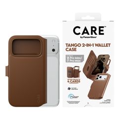 CARE by PanzerGlass Étui de télephone portefeuille Tango 2 en 1 avec MagSafe Apple iPhone 18 Pro Max / 17 Pro Max - Marron