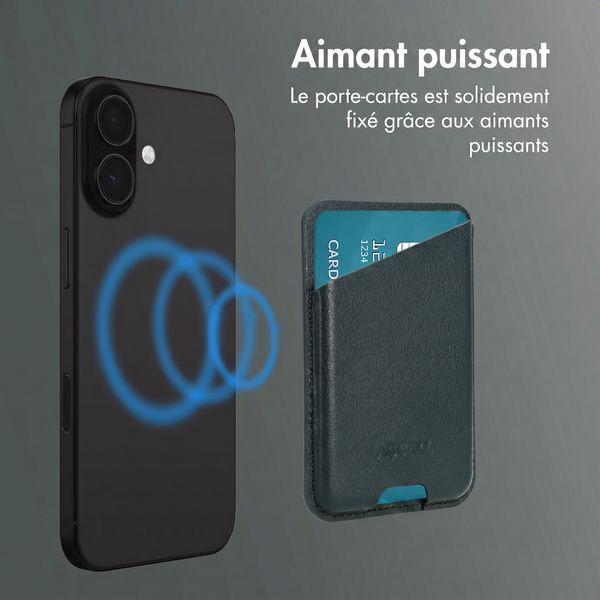 Accezz Porte-cartes en cuir magnétique - Compatible avec Apple Find My - Cedar Green