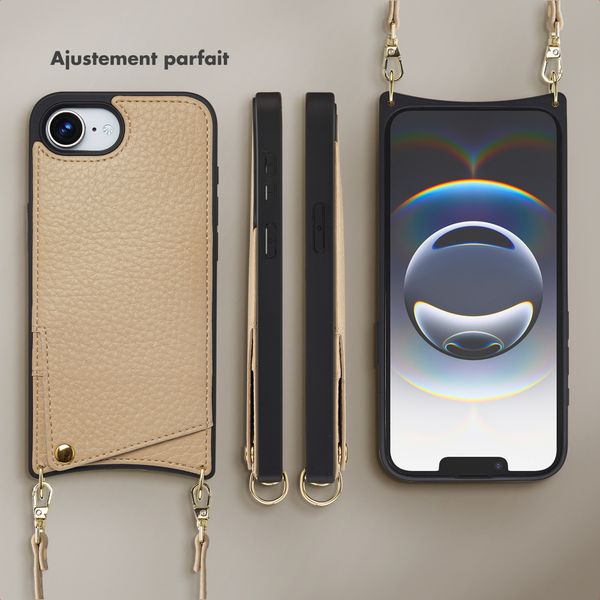 Selencia Coque de télephone Nova avec cordon et porte-cartes Apple iPhone 17e / 16e - Beige