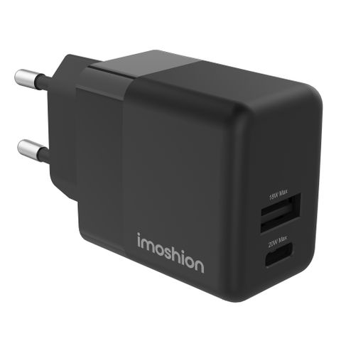 imoshion Wall Charger - Chargeur - Connexion USB-C et USB - Power Delivery - 20 Watt - Noir