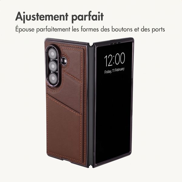 imoshion Étui arrière MagSafe en cuir synthétique avec porte-cartes Samsung Galaxy Z Fold 8 Ultra - Marron foncé