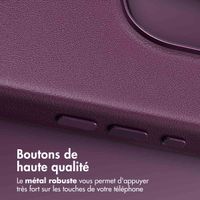 Accezz Coque arrière en cuir avec MagSafe Apple iPhone 16 Pro - Heath Purple