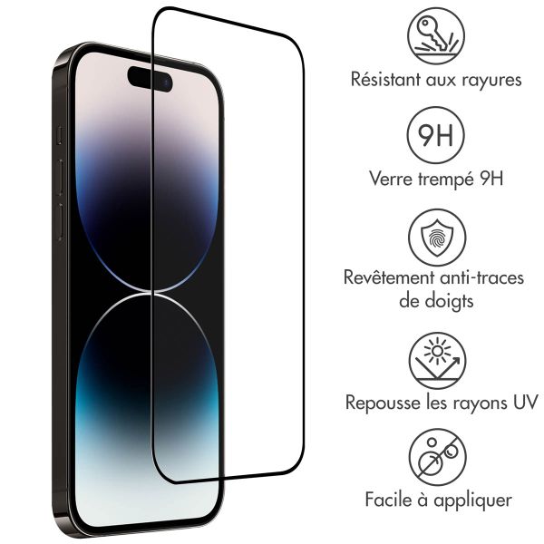 Accezz Protection d'écran en verre trempé Full Cover Apple iPhone 14 Pro / 15 / 16