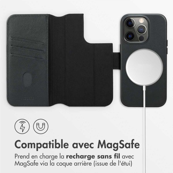 Accezz Étui de télephone portefeuille en cuir 2-en-1 avec MagSafe Apple iPhone 14 Pro - Onyx Black