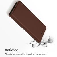 Accezz Étui de télephone Slim Folio en cuir de qualité supérieure Apple iPhone SE (2022 / 2020) / 8 / 7 / 6(s) - Marron