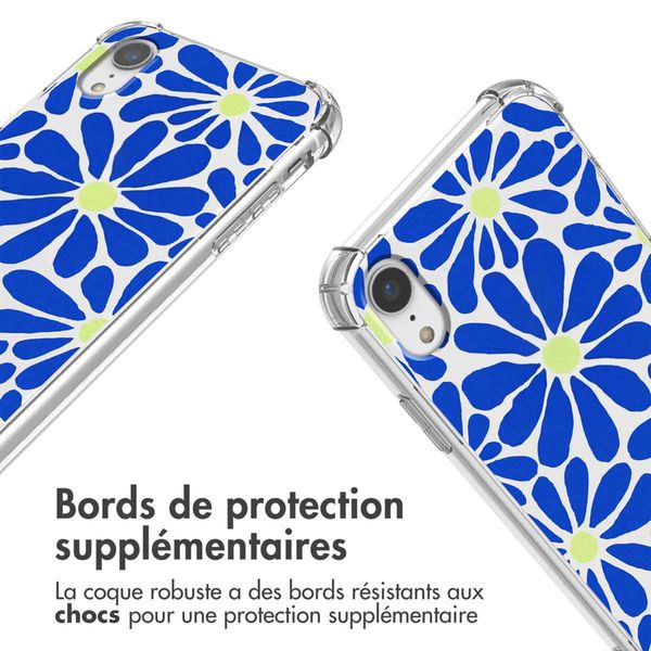 imoshion Coque Design avec cordon Apple iPhone Xr - Cobalt Blue Flowers Connect