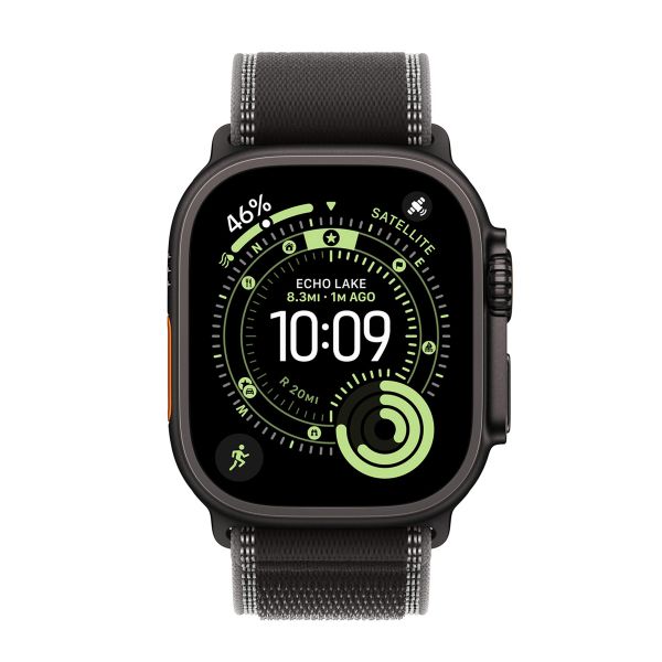 Apple Bracelet Trail Loop Apple Watch | 44/45/46/49 mm - Taille S/M - Charcoal Black / Natural Titanium