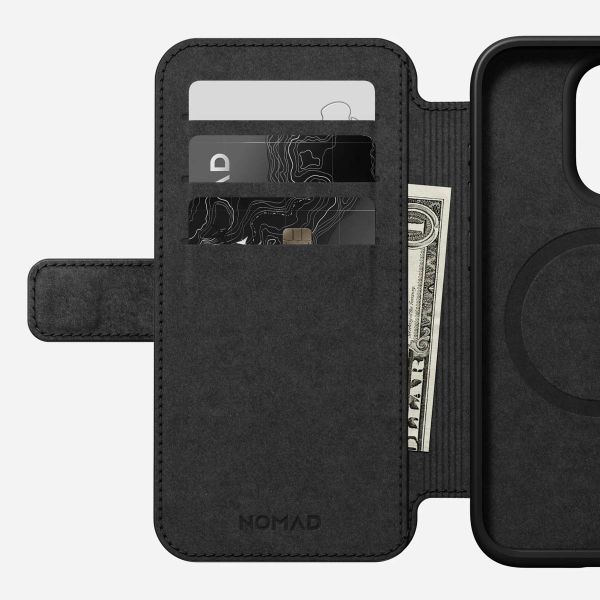 Nomad Étui de télephone portefeuille Modern Leather Folio Apple iPhone 15 Pro - Noir